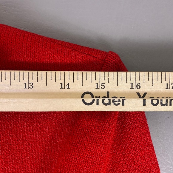 St John Collection Santana Knit Skirt Suit Set Women's Size 6 Red Gold Buttons * - Picture 16 of 16